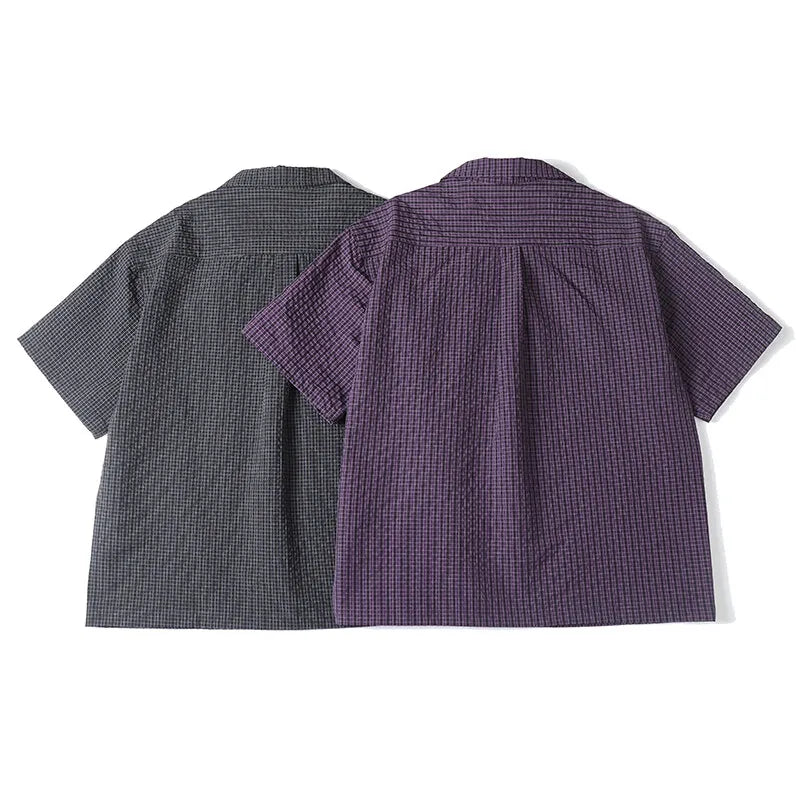 Plaid Casual Loose Fit Short Shirt