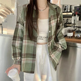 Oversized-Tartan-Jacken-T-Shirt mit Kragen