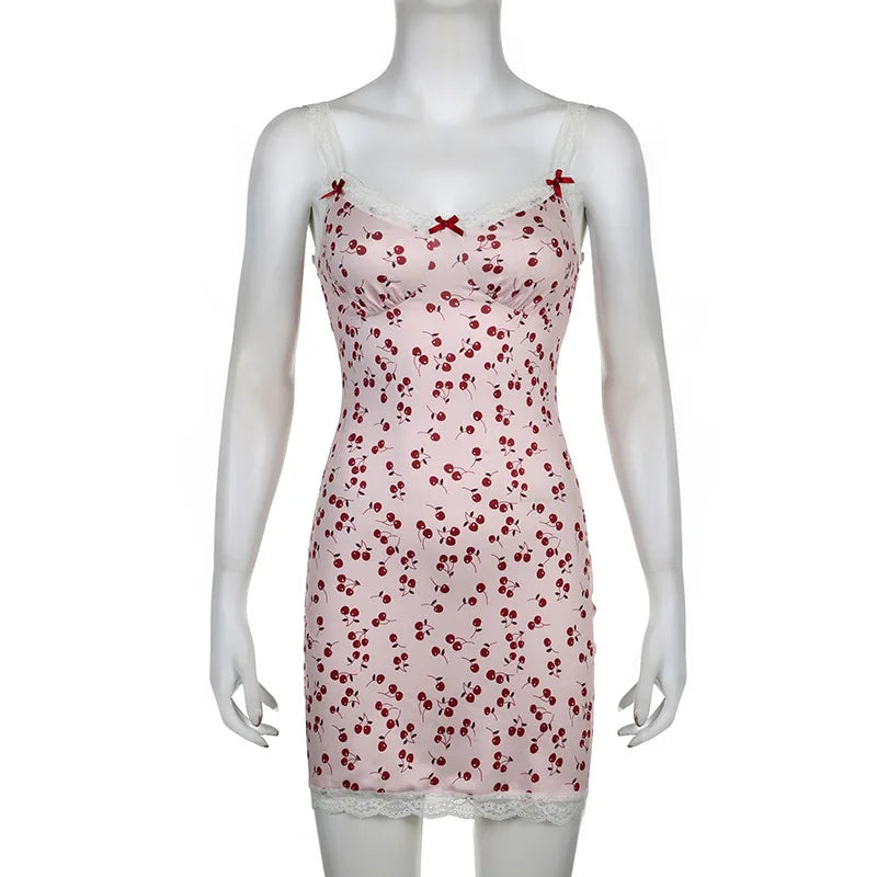 Fairy Core Sweet Cherry Mini Dress