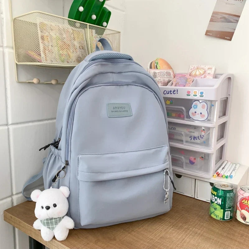 Lightweight Solid Color School Backpack