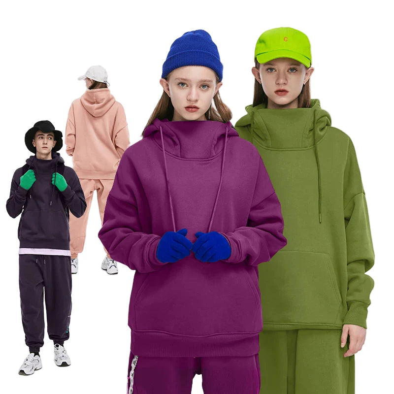 Basic Thick Fleece High Neck Hoodies