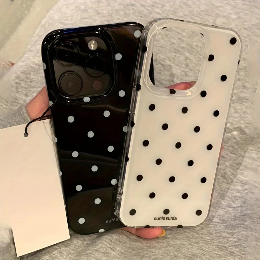 Black White Polka Dot Shockproof iPhone Case