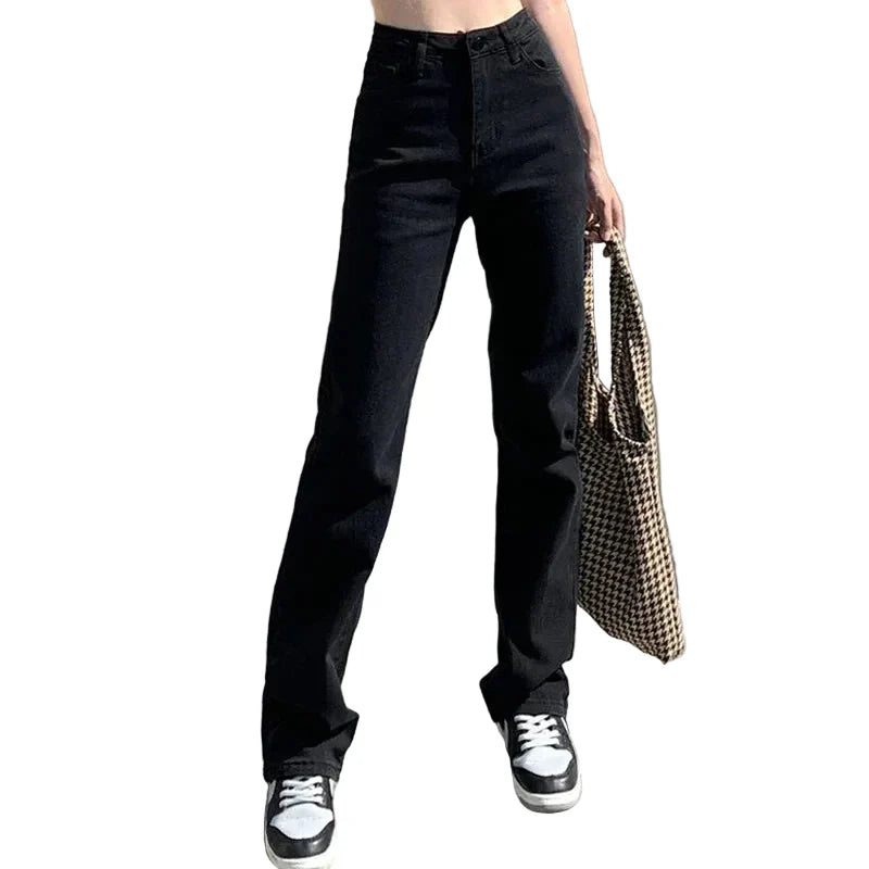 High Waist Korean Straight Leg Jeans