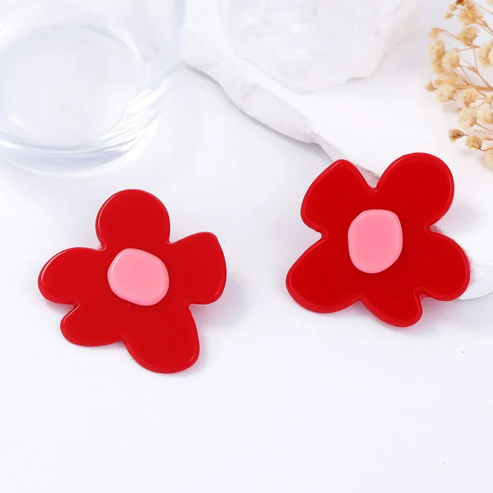 Pendientes vintage de flor acrílica