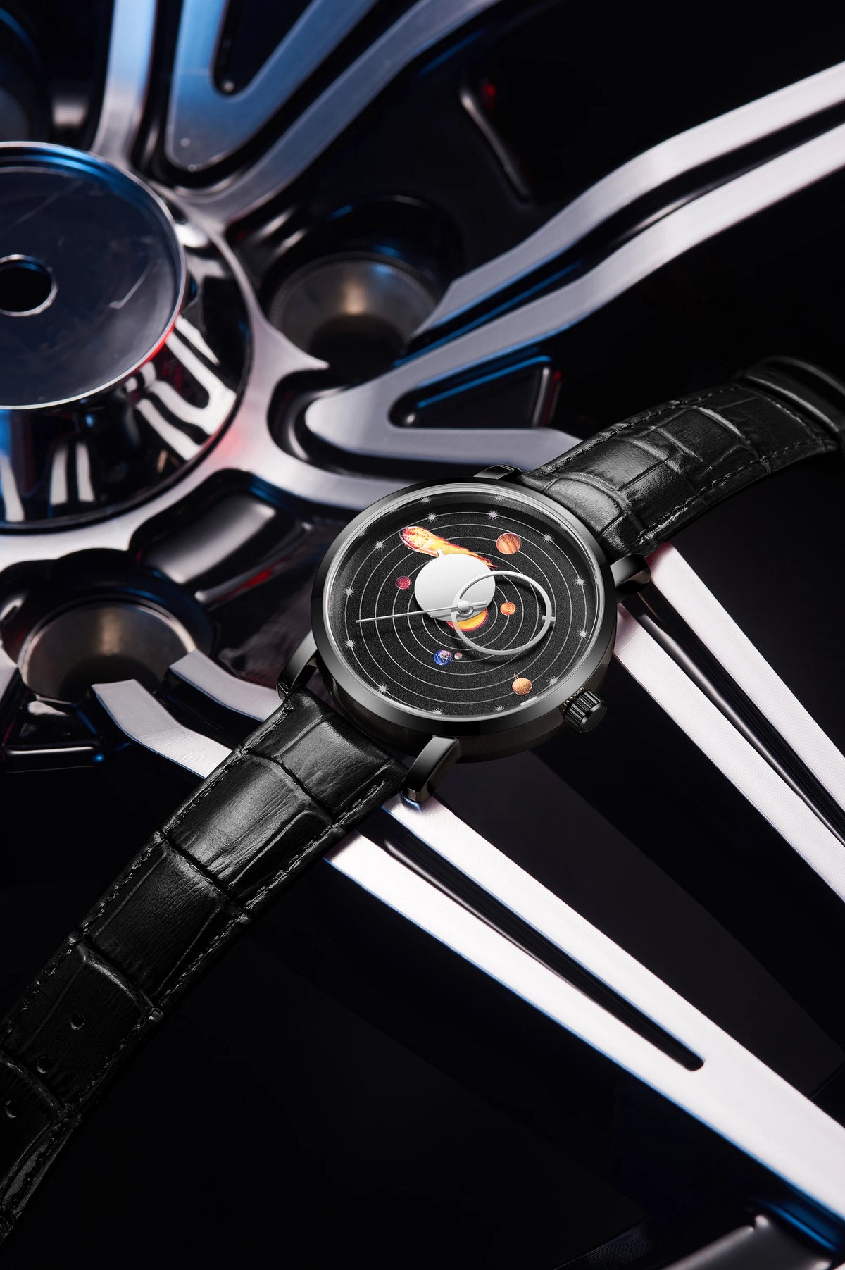 Galaxy Theme Dial Leather Watch