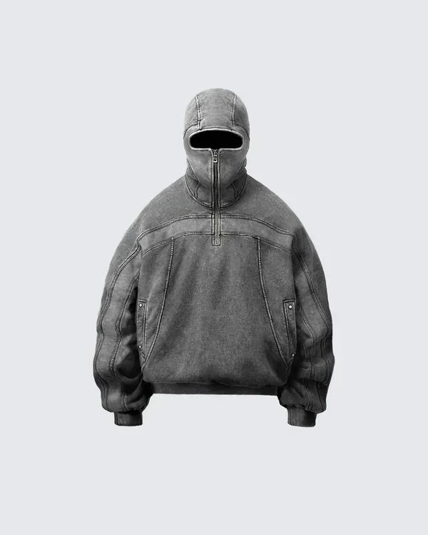 Classic Washed Gray Balaclava Ninja Sweetshirt