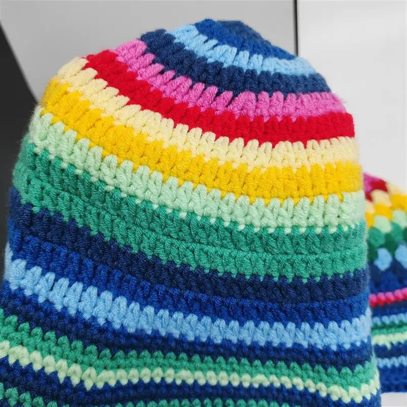 Crochet Striped Contrast Fisherman Hat