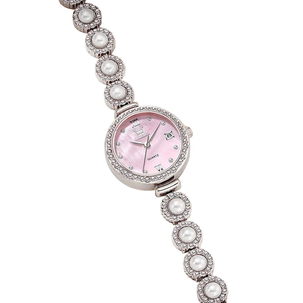 Fully Diamond Pearl Hand Chain Watch