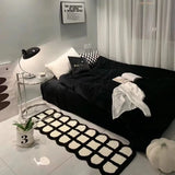 Black Checkered Bedroom Rug