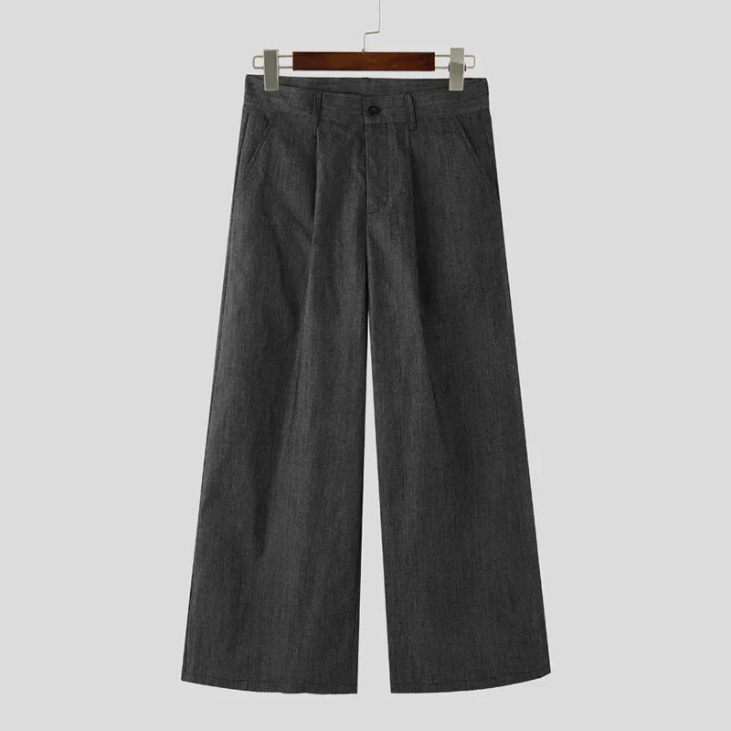 Pantalones anchos de un solo color con botones