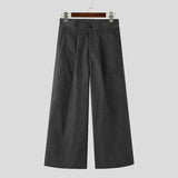 Pantalones anchos de un solo color con botones