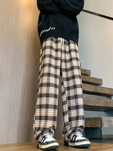 Pantalones anchos de lana a cuadros