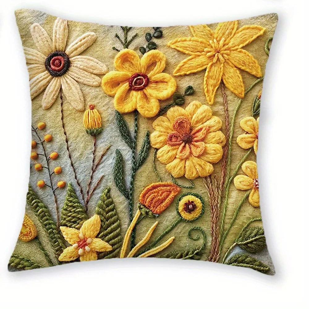 Floral Pattern Yellow Pillowcase