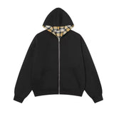 Double Sided Plaid Vintage Zip Hoodie