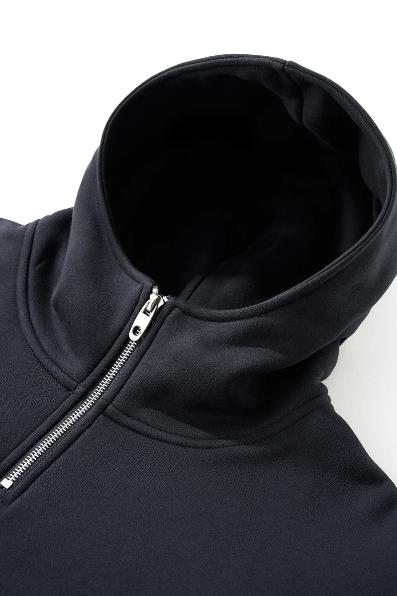 Kapuzenpullover mit doppeltem Reißverschluss und hohem Kragen