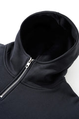 Kapuzenpullover mit doppeltem Reißverschluss und hohem Kragen