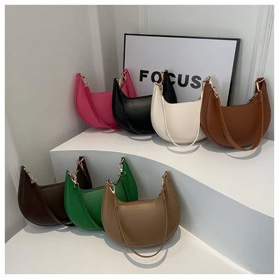 Crescent Moon Chic Leather Handbag