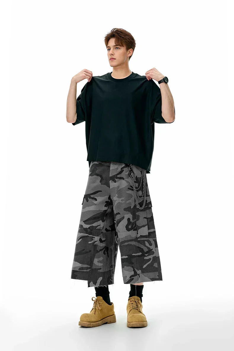 Gray American Plaid Cargo Jorts