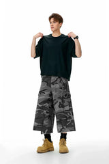 Gray American Plaid Cargo Jorts