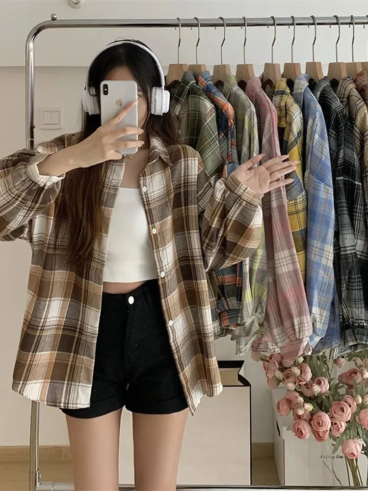 Vintage Plaid Long Sleeve Shirt