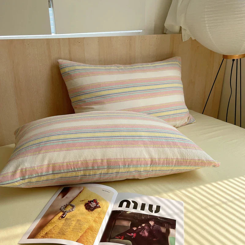 Cotton Pillowcase Colorful Stripe Pillow Case