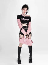 Off Shoulder Patchwork Sweater