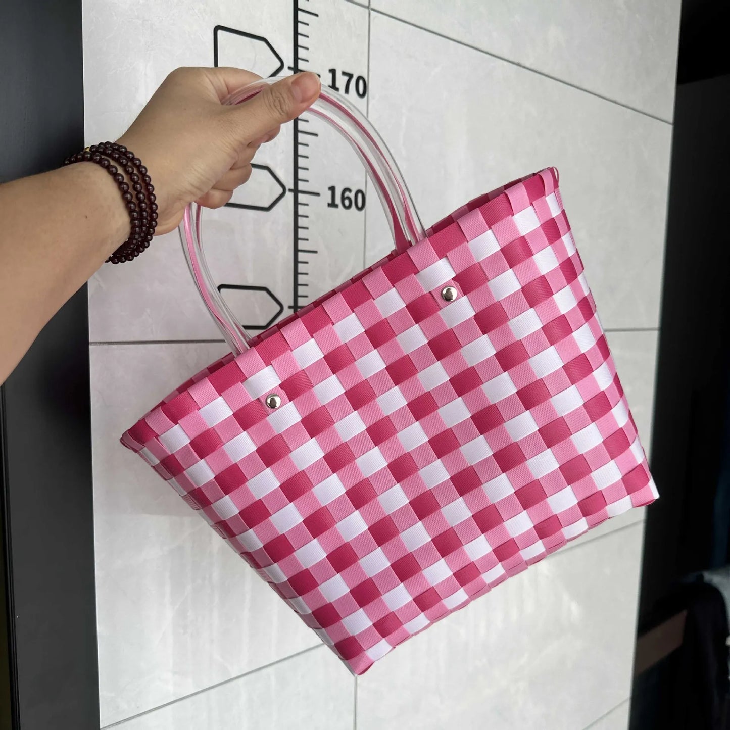 Plastic Handwoven Beach Handbag