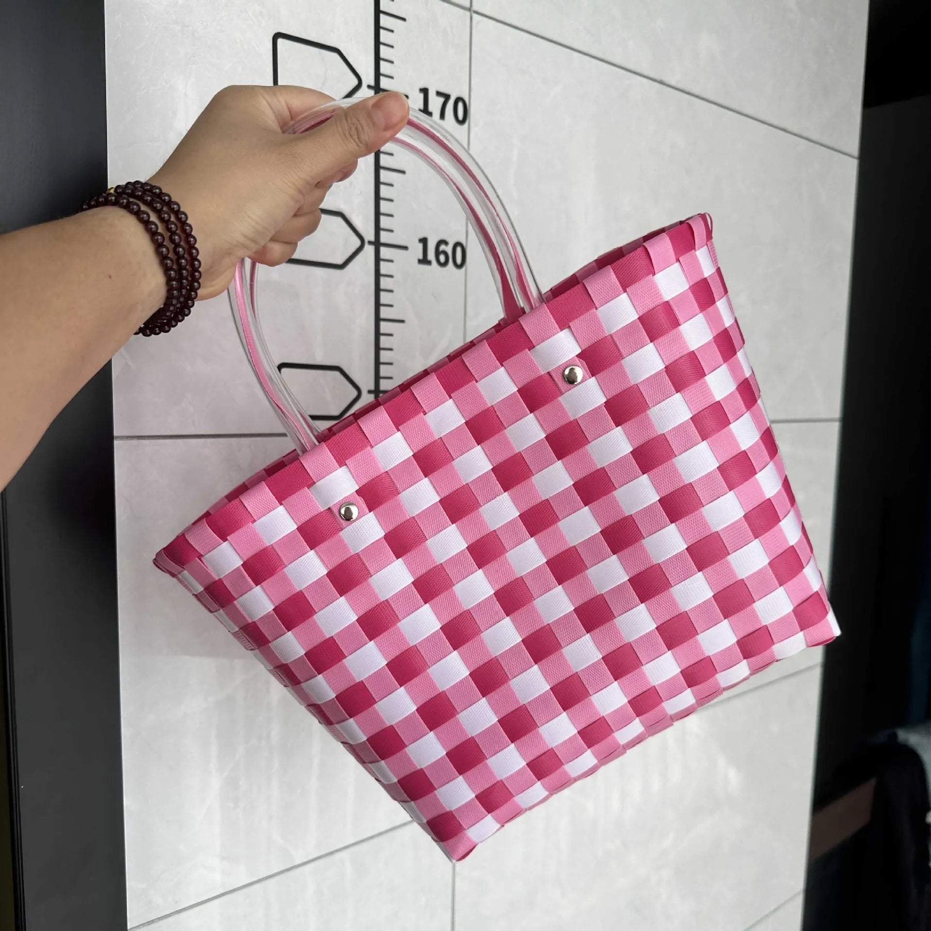 Plastic Handwoven Beach Handbag