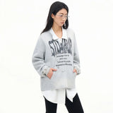 Gray Letter Print Off Shoulder Sweatshirt