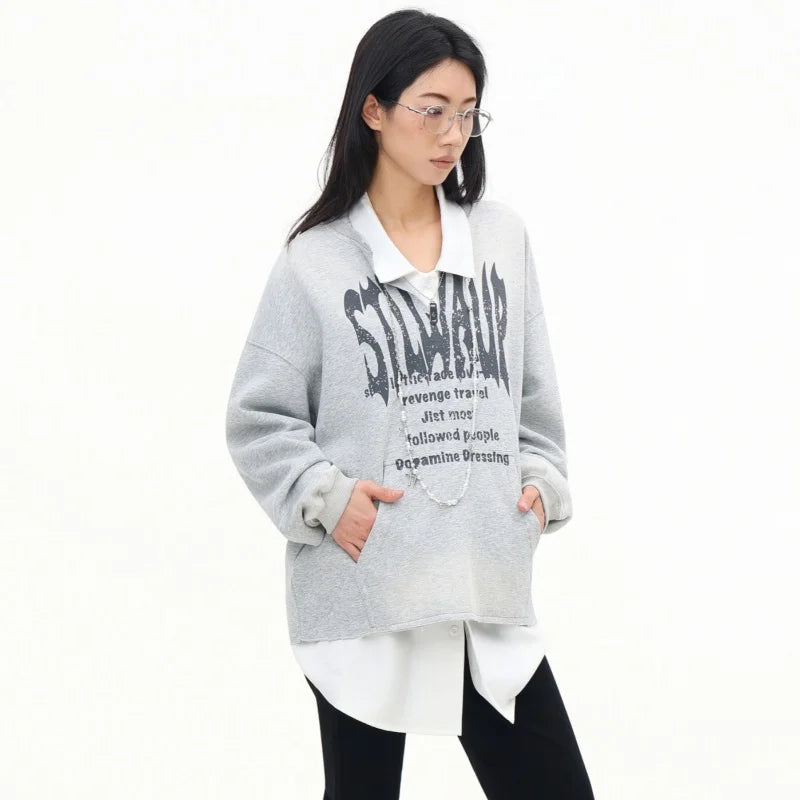 Gray Letter Print Off Shoulder Sweatshirt