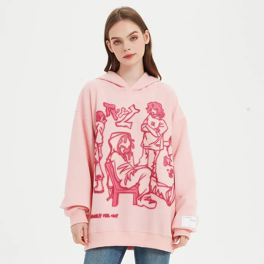 Youth Life Cartoon Print Hoodie