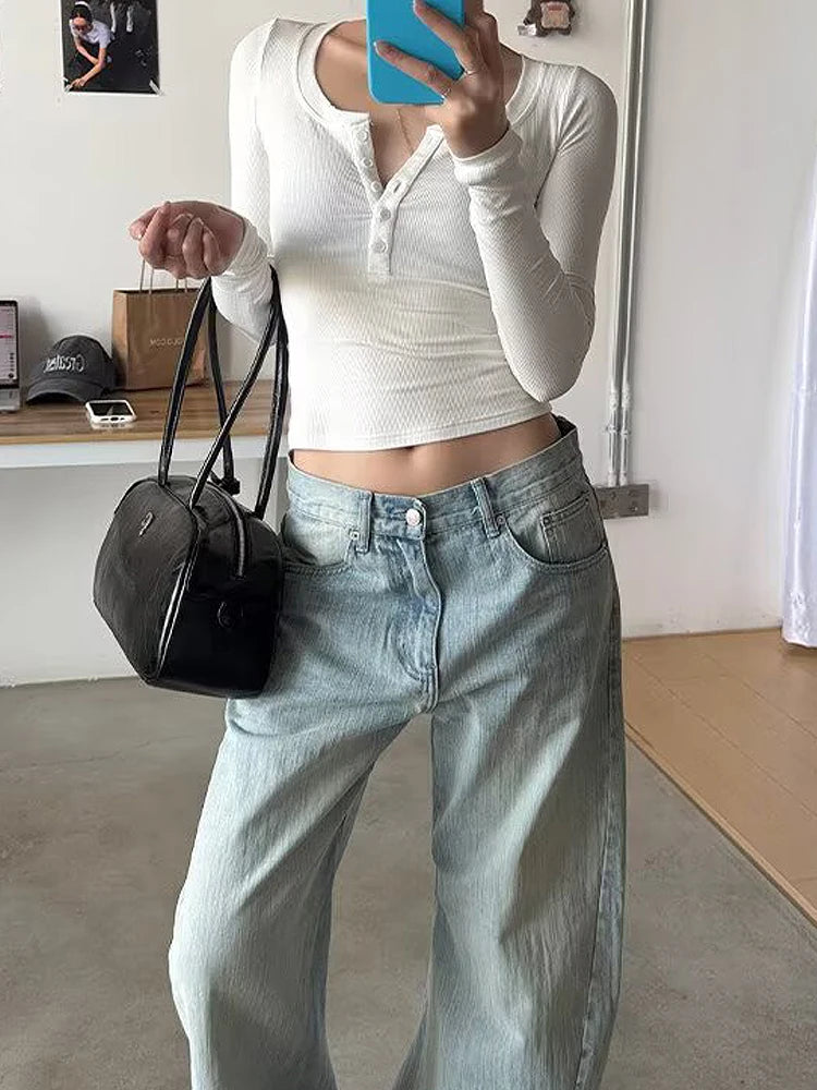 Y2K Light Blue Baggy Jeans