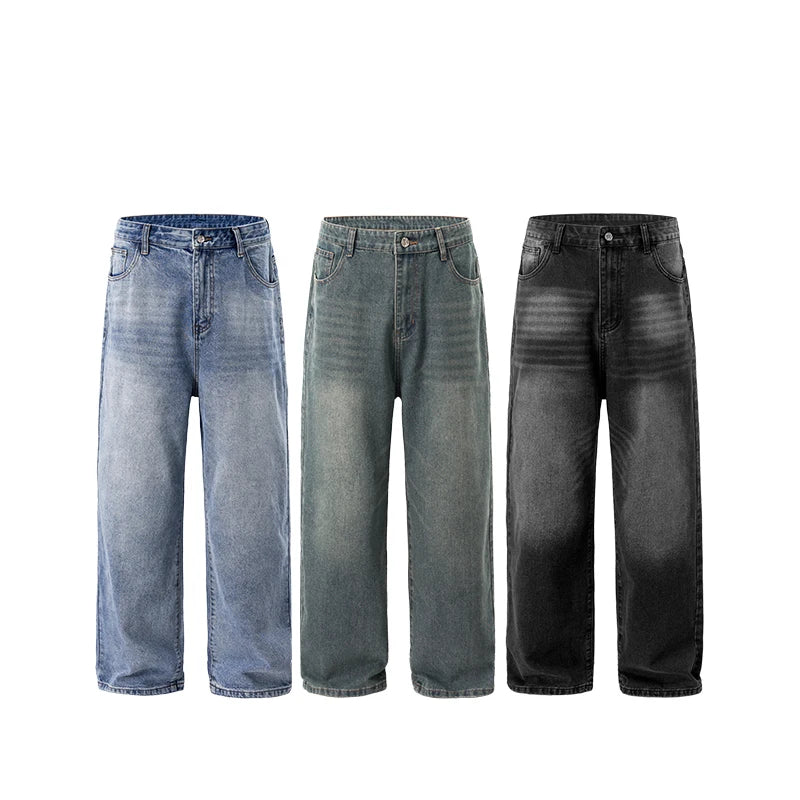 Sandblasted Straight Leg Jeans