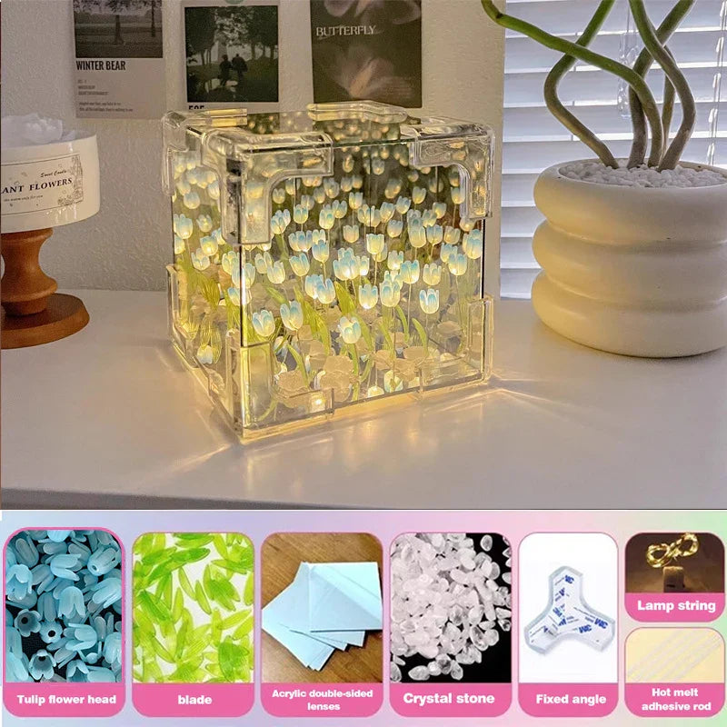 Creative Diy Tulip Flower Sea Cube Night Lamp
