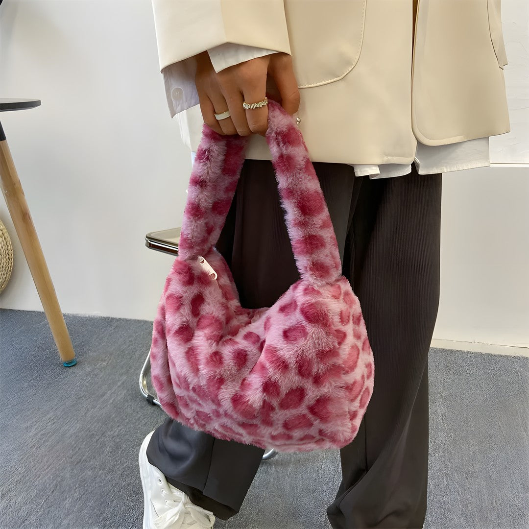 Fuzzy Fleece Leopard Bag