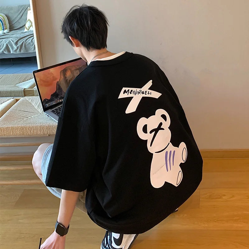 Cartoon Bear Graphic Oversized T-shirt