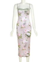 French Retro Floral Midi Dress