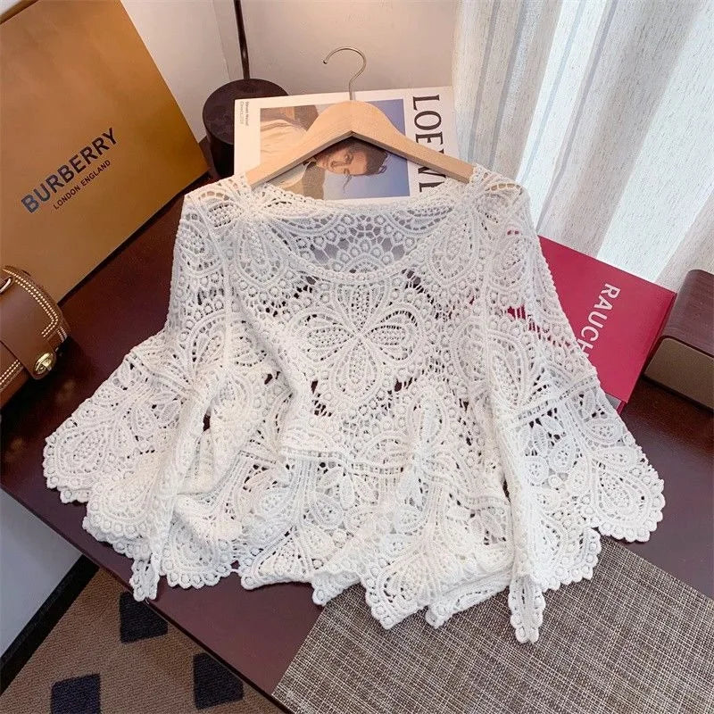Crochet Versatile Shawl Cropped Handmade Top