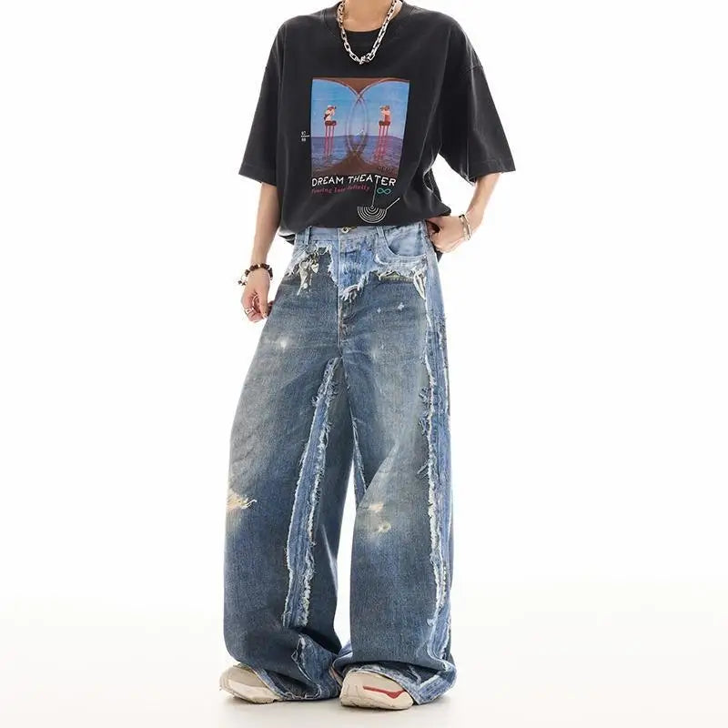 Y2K Layered Pattern Baggy Jans