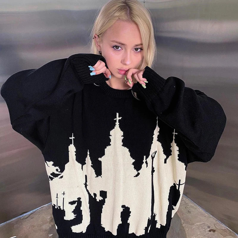 EMO Strickpullover mit abstraktem Muster