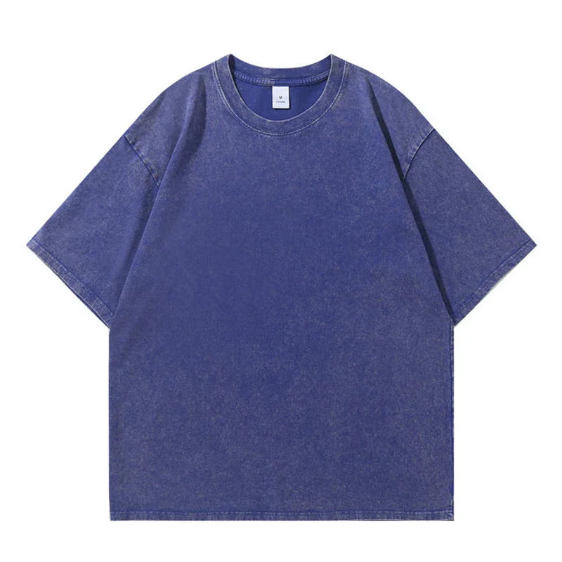 Retro Washed Vintage Solid Color T-Shirt