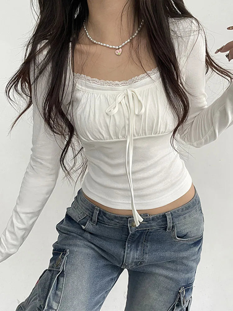 Coquette Bow Ruched Crop Top
