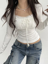 Coquette Bow Ruched Crop Top