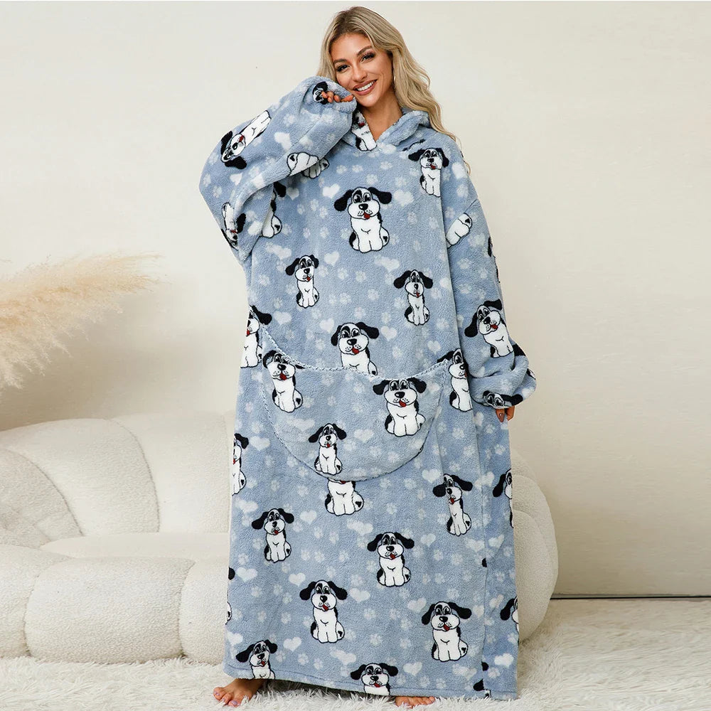 Animal Printed Hooded Blanket