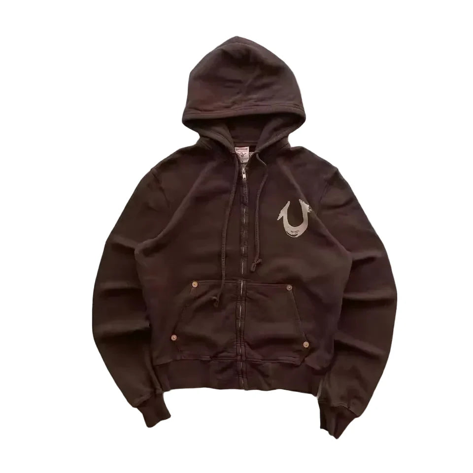 Cozy Cartoon Graphic Zip-Up Hoodie