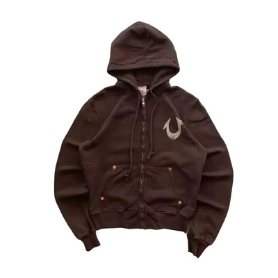 Gemütlicher Hoodie mit Cartoon-Grafik und Reißverschluss