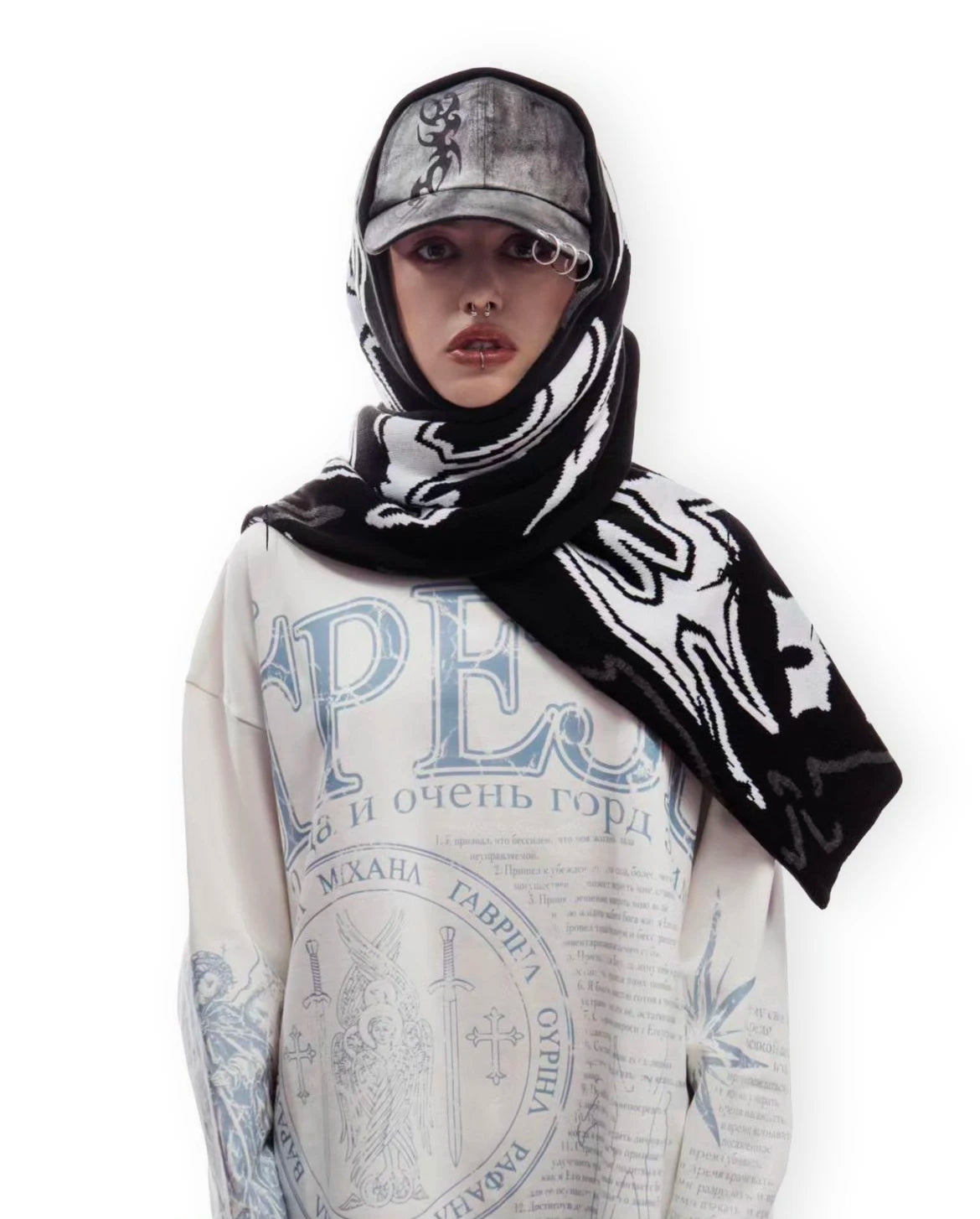 Y2K Thick White Scarf