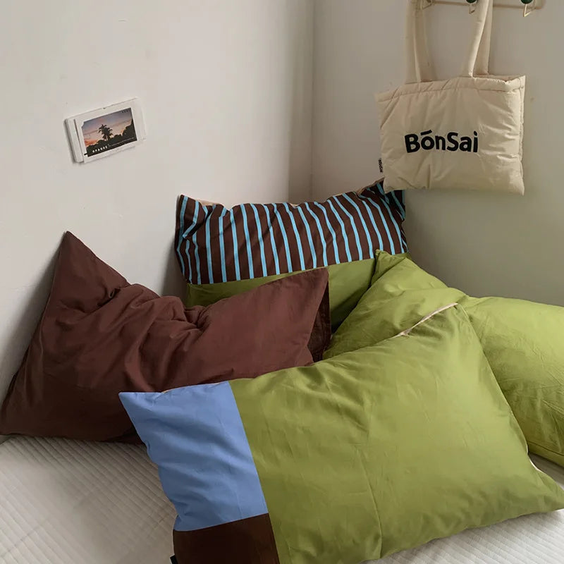 Home Decor Green Stripe Pillowcase