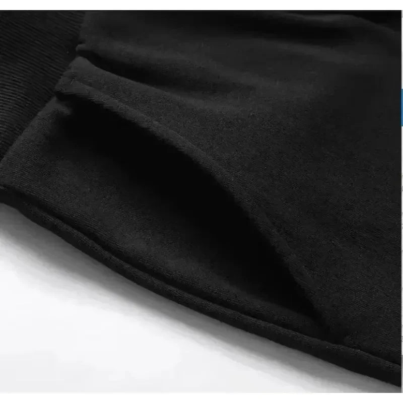 Solid Black Elastic Waist Baggy Pants