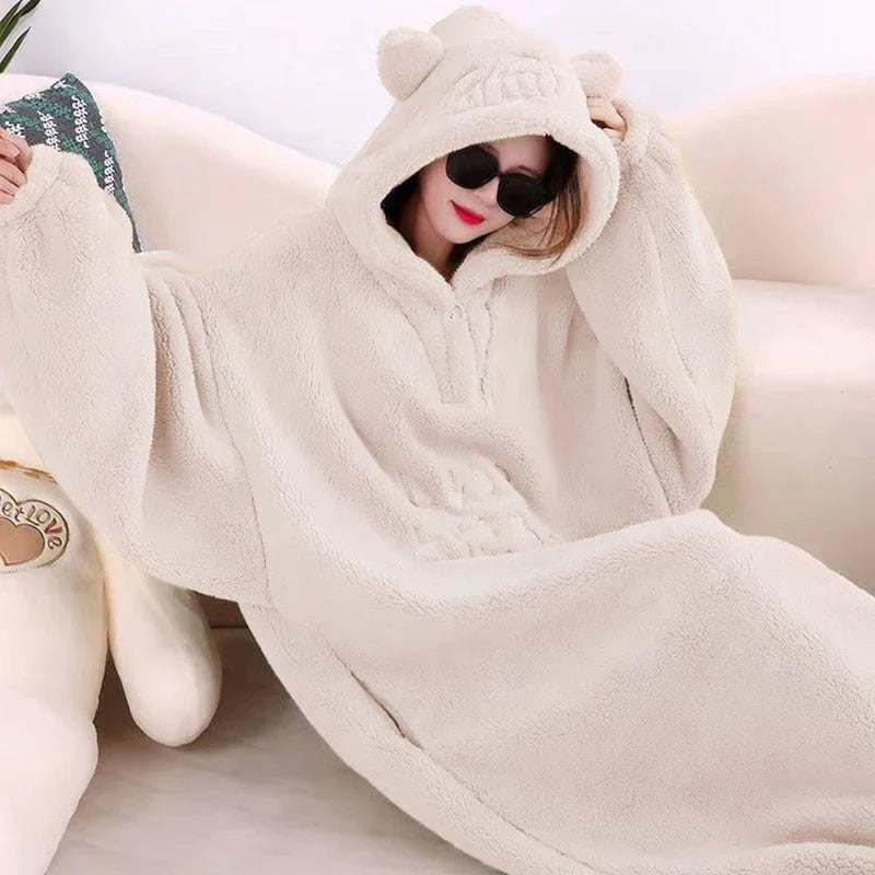 Sudadera con capucha y manta de forro polar suave